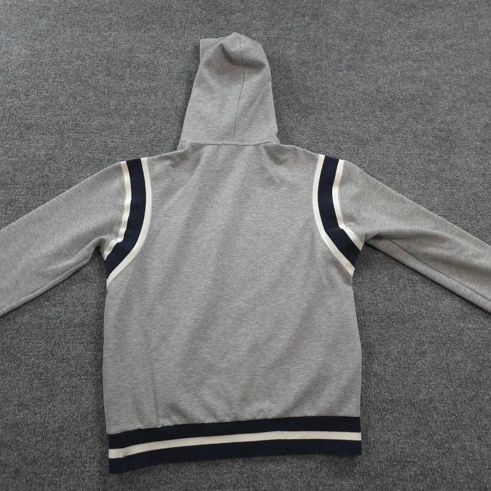 Polo Ralph Lauren Hoodie Mens Medium Gray Spellout Logo Pullover Stripe Stretch